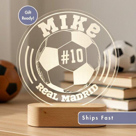 Soccer Player Night Light – Personalized LED Sports Room Decor - Picture 1 of 8
